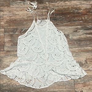 Free People White Eyelet Lace Top